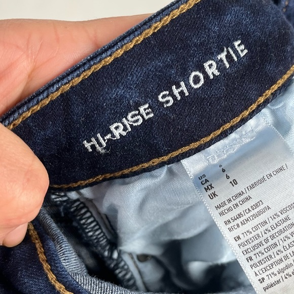 American Eagle Hi-Rise Shortie Jean Shorts Distressed Dark Blue Wash Festival 6 - Picture 12 of 12